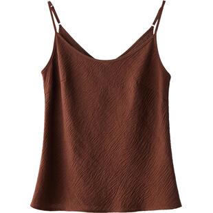 吊带可外穿打底背心新款小个子女装短款内搭设计感气质上衣焦糖棕