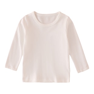 幼儿园宝宝长袖T恤纯白色打底衫春秋男女童内搭上衣儿童纯棉秋衣