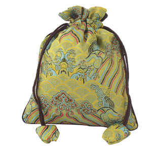 丝绸锦布袋珠宝首饰玉器收纳束口袋海浪麻布小袋子锦囊钱包装福袋