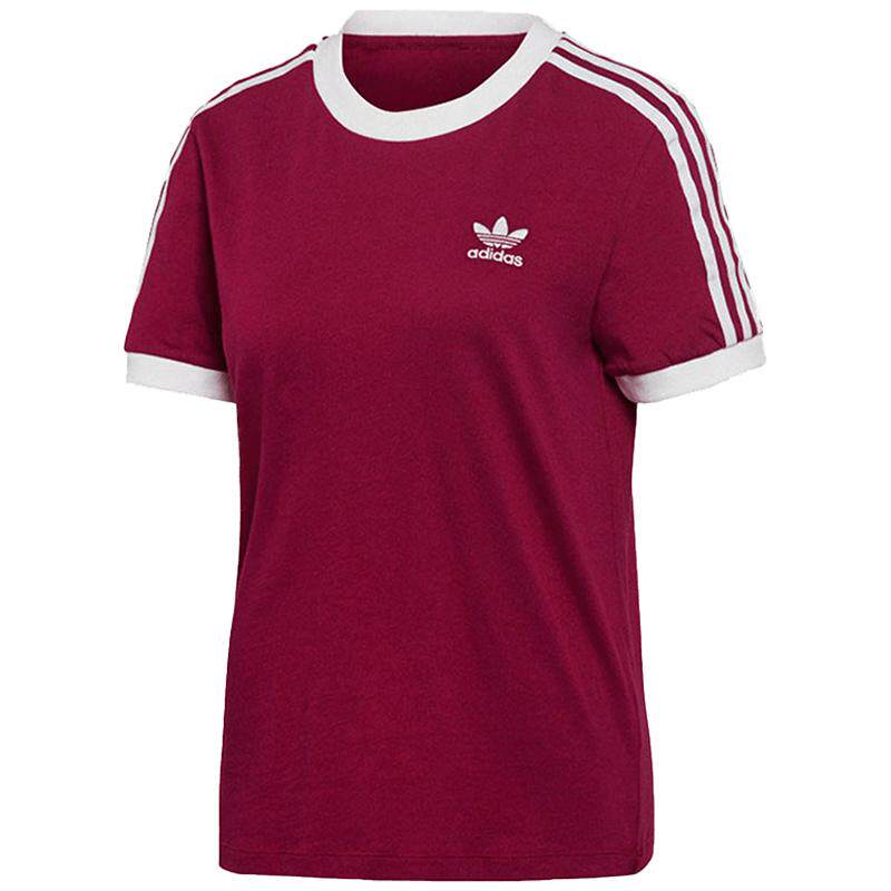 Adidas/阿迪达斯官方正品三叶草女子三条纹针织运动短袖T恤GD2443