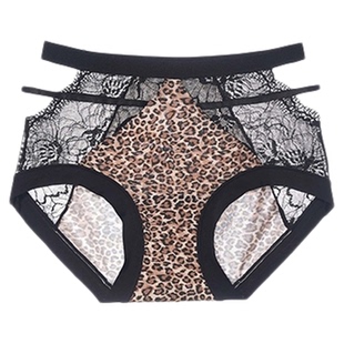 UFEEL豹纹性感蕾丝纯欲内裤女薄款10A抗菌纯棉底裆三角裤2553