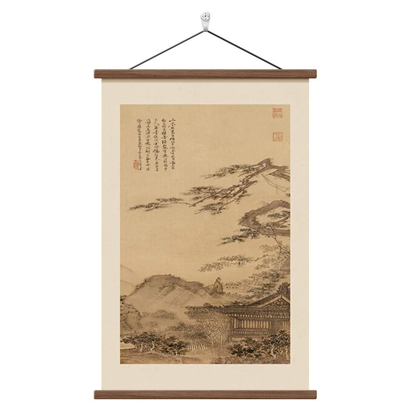 长松山水图宋代美学玄关卷轴挂画