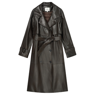 COVERINS羊皮风衣外套女填充鹅绒薄羽绒服2025冬新款CC35509040