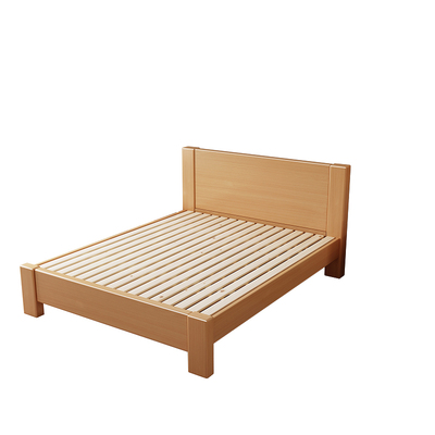 北欧现代简约双单人胡桃木实木床