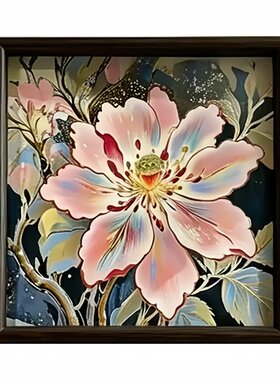 复古牡丹花托盘平面玄关装饰收纳