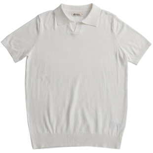 柴米马球Polo针织衫T恤男休闲全棉纯色翻领修身短袖美式复古夏季