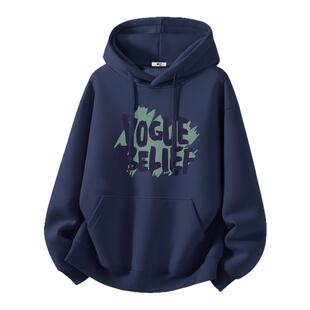 回力藏青加绒卫衣男款冬季2026新款保暖时尚男装上衣男生冬装外套