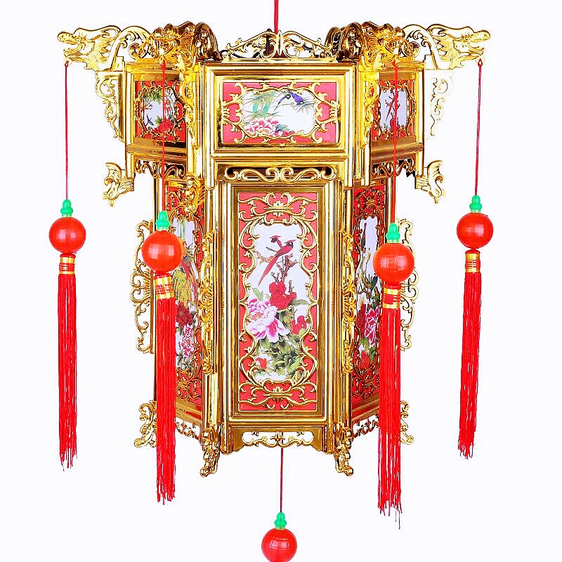 中式仿古宫灯金色春节阳台塑料灯笼元旦中秋节日国庆户外装饰古风