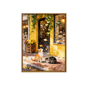 数字油画diy小巷猫咪手工填涂色自己涂解压丙烯画客厅摆件装饰画