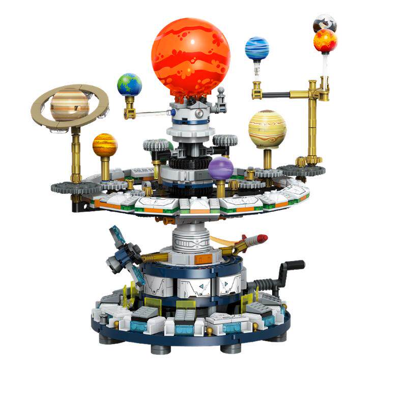 太阳系积木八大行星电动运转模型男孩益智拼装儿童玩具生日礼物3d
