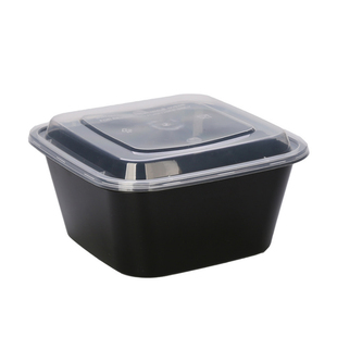 美式1250长方形一次性餐盒黑色快餐外卖打包饭盒加厚盖浇饭便当盒