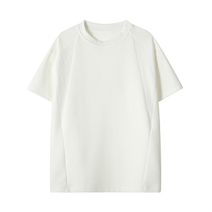 胖胖哥曼巴棉美式正肩解构短袖T恤男夏季大码宽松休闲百搭上衣潮