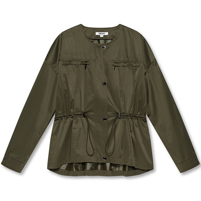 DKNY唐可娜儿2025秋季新款上衣通勤缎面时尚收腰轻薄长袖外套女