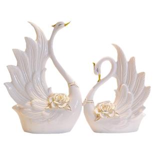 欧式陶瓷天鹅大摆件结婚礼物新婚庆客厅卧酒柜家居工艺装饰送礼品