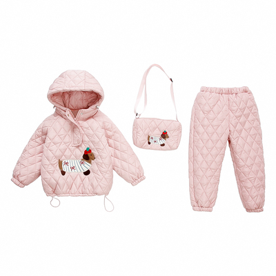 女童套装秋冬装夹棉保暖棉服棉裤