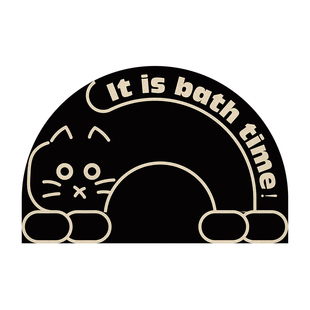 呆呆黑猫浴室吸水地垫简约卡通厕所卫生间百搭脚垫家用防滑耐脏