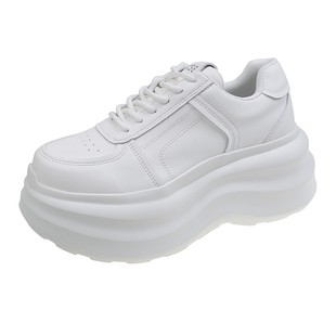 欧洲站女鞋2025秋季新款欧货真皮系带厚底小个子增高时尚松糕鞋女