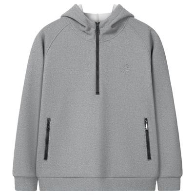 冬季加绒男士连帽半拉链卫衣宽松保暖潮流上衣加厚休闲外套新款潮