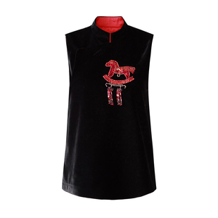 迪奥新年马到成功丝绒马甲女2026早春新款新中式复古气质马夹上衣