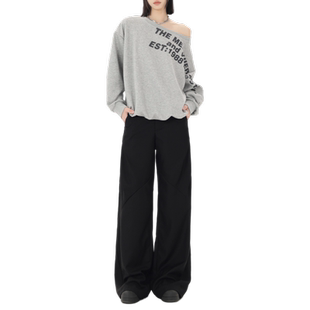 worxurnn/无须复古宽松阔腿裤女微喇秋西装镰刀百搭休闲裤