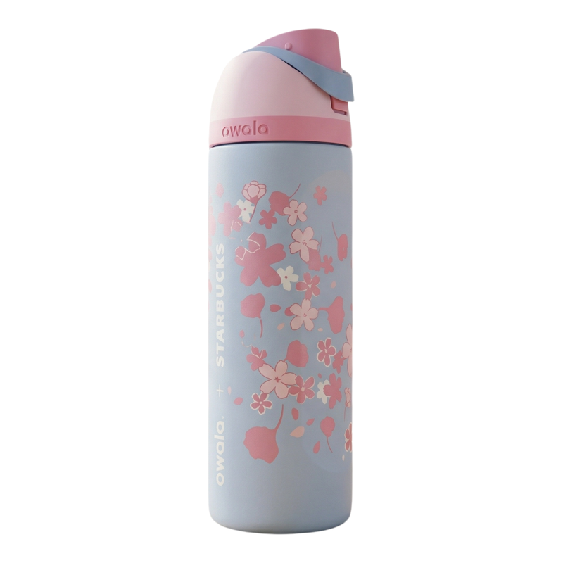 owala&SB联名款樱花图案不锈钢高颜值保温杯吸管水杯自习室水杯