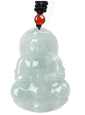 天然缅甸翡翠玉观音佛像平安吊坠