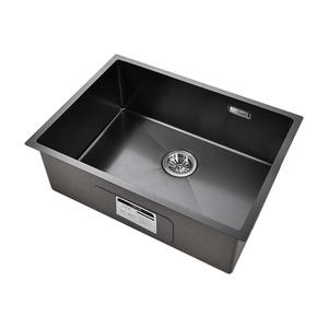 潜水艇厨房大单槽台下盆手工槽洗菜洗碗池304不锈钢黑色纳米水槽