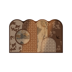 入户地垫中古风2025新款进门防滑免洗地毯新中式加厚耐脏丝圈脚垫