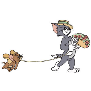 卡通猫和老鼠装饰画阳台厨房卫生间浴室玻璃移门防撞窗花静电贴纸