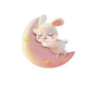 玉兔儿童房装饰画创意发光灯画卡通萌宠男孩女孩房间卧室床头挂画