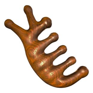 按摩梳檀木经络防穴位头部按摩脱发通用五指按摩梳子头颈刮痧神器