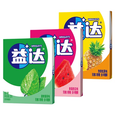 益达口香糖木糖醇咀嚼口气12片装清新糖果携带散装泡泡糖零食