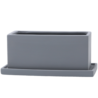 北欧陶瓷长方形花盆透气带孔托盘