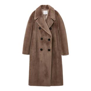 OVV秋冬热卖女装经典平驳领复古双排扣保暖羊毛大衣