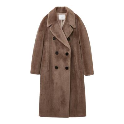 OVV秋冬热卖女装经典平驳领复古双排扣保暖羊毛大衣