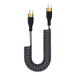 240W快充弹簧数据线车载双头typec闪充适用华为荣耀VIVOP苹果伸缩