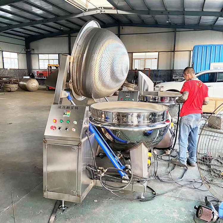 鸭货液压站翻筐卤煮锅 鸡爪鸭掌提升卤煮锅 600升自动出料电煮锅