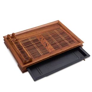 汉唐花梨黑紫檀实木茶盘排盛水接管格式两用海台品茗吉祥功夫茶具