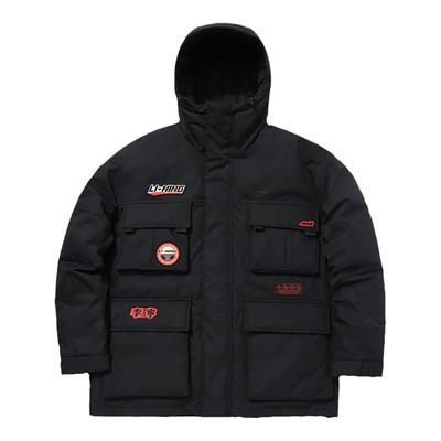 李宁正品羽绒服冬季新款时尚休闲加厚保暖工装连帽外套AYMQ123