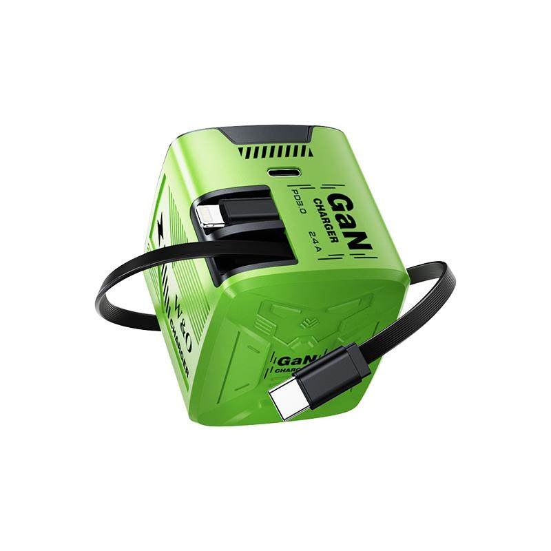 【官方正品】氮化镓充电器自带伸缩线PD快充一拖三适用iPhone16苹果17手机充电头多功能插头超级三合一数据线