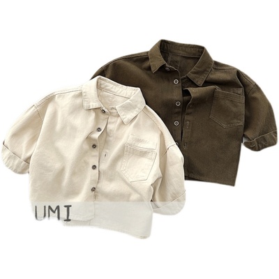 JIUMI男童复古个性韩版衬衫套装