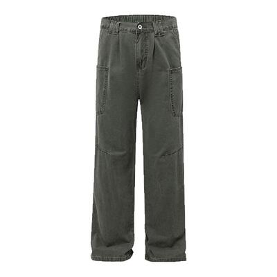 98SQUID 美式复古水洗多口袋工装休闲裤男女宽松cleanfit阔腿长裤