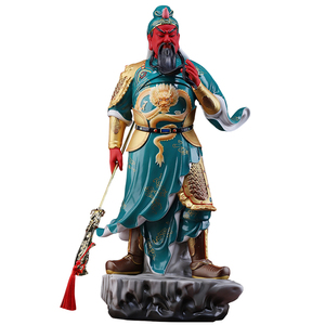戴玉堂陶瓷提刀关公武财神关圣帝君关羽家用供奉神像摆件客厅装饰