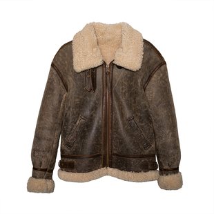 莫臣男装冬季皮大衣男款休闲冬季修身型原生态羊皮毛一体外套B3