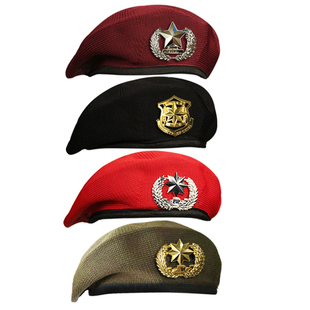 保安贝雷帽男 保安帽女儿童表演贝雷帽水兵舞帽子夏季网眼蓓蕾帽