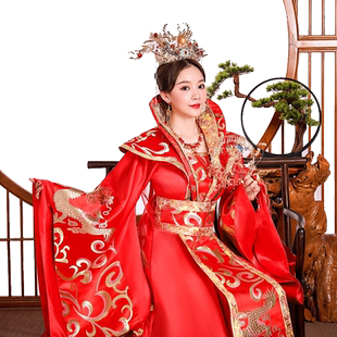 古装女红色汉服嫁衣宫廷公主女款大码中国风婚嫁凤冠霞帔皇后服装