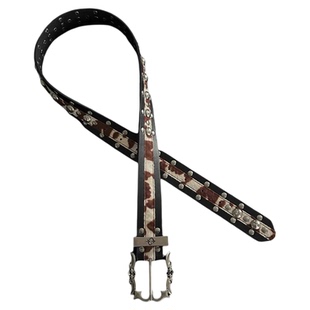 DFDG奶牛纹金属铆钉百搭腰带金属质感朋克暗黑风穿搭设计感腰带