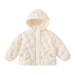 INSbobo女童羽绒服冬装新款儿童白鸭绒防寒服女孩加厚连帽羽绒衣