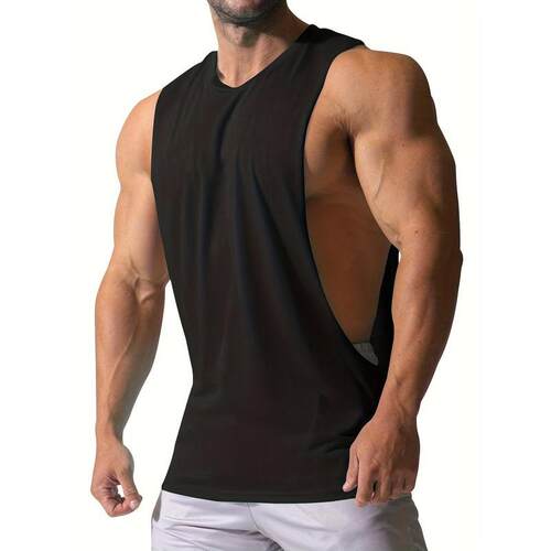 H 97985 Sleeves Loose Fit Mens Vest 宽松纯色坎肩 跨境代发