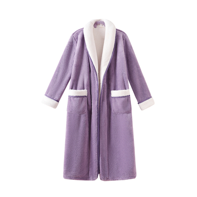 法兰绒加厚加绒长款睡袍